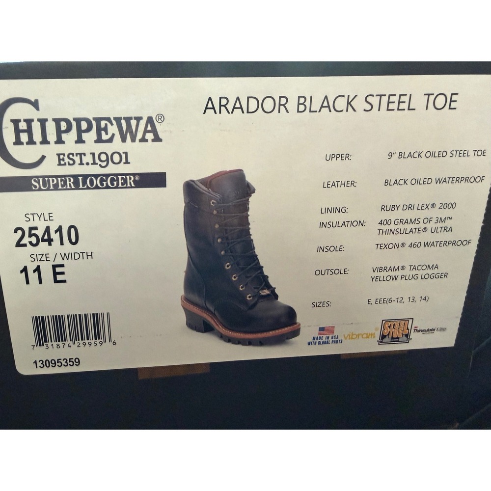 Chippewa Mens Workboots Motorcycle 9" Waterproof Steel Toe 11 E, 25410 Logger - Picture 6 of 6